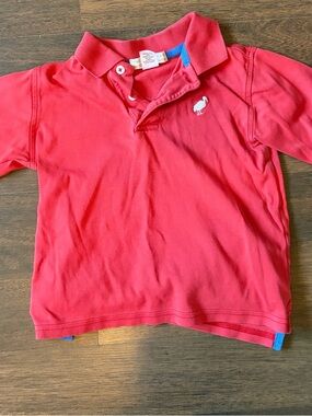 The Beaufort Bonnet Company Coral-Red Polo with Embroidered Bird